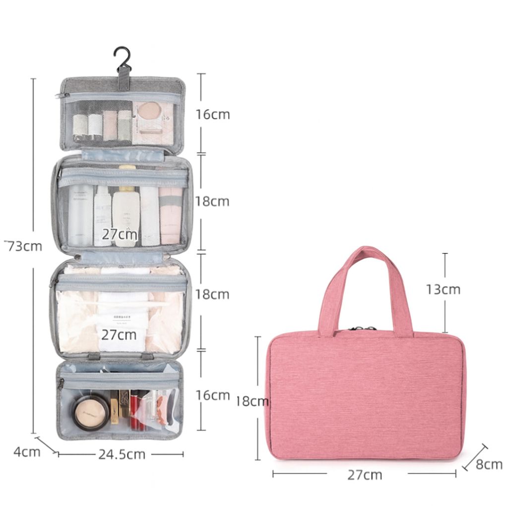 Wearclo | Hanging Travel Toiletry Bag with Multiple Compartments