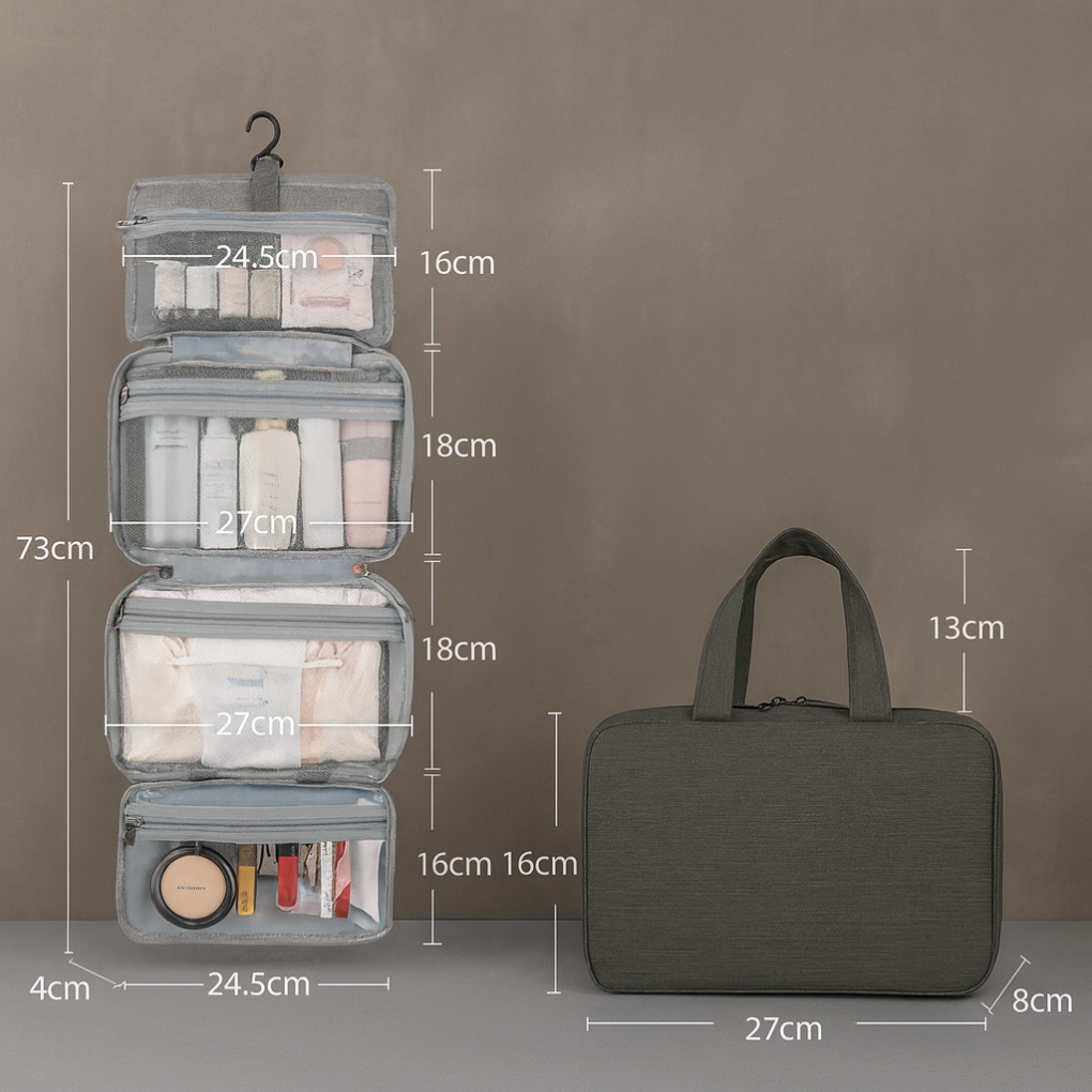 Wearclo | Hanging Travel Toiletry Bag with Multiple Compartments