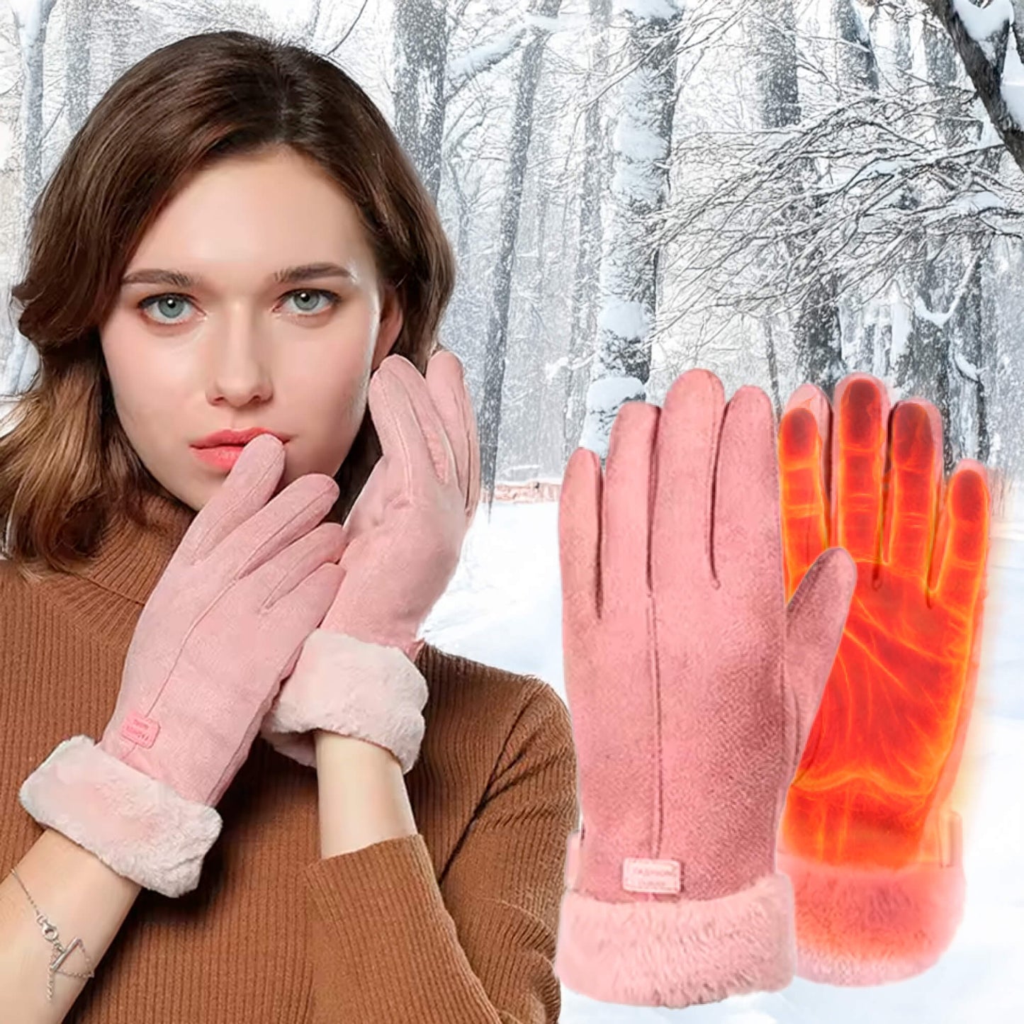Wearclo | Heated Gloves for Women UK – Ladies Thermal Waterproof Winter Gloves with Touch Screen & USB Rechargeable Warm Design