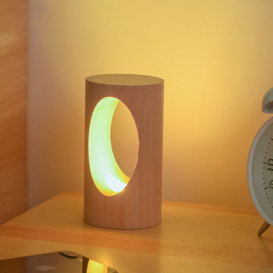 Wearclo | Japanese Solid Wood Rectangular Column LED Night Lamp USB Table Lamp