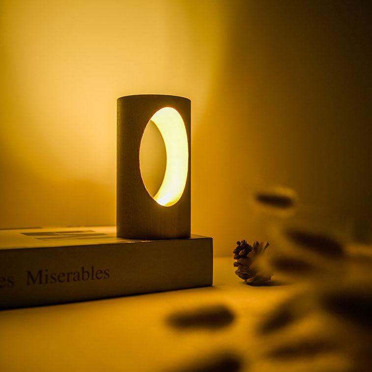 Wearclo | Japanese Solid Wood Rectangular Column LED Night Lamp USB Table Lamp