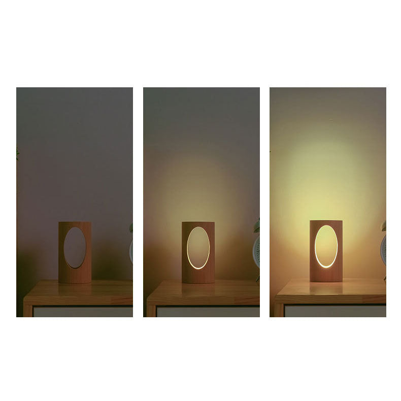 Wearclo | Japanese Solid Wood Rectangular Column LED Night Lamp USB Table Lamp