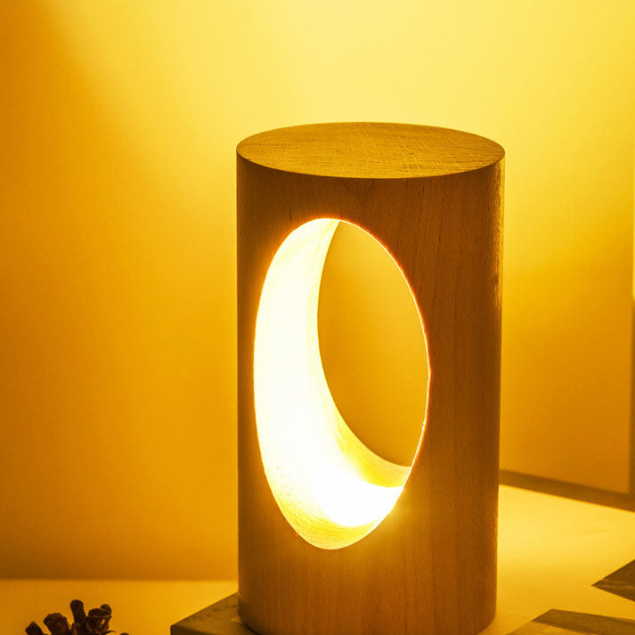 Wearclo | Japanese Solid Wood Rectangular Column LED Night Lamp USB Table Lamp