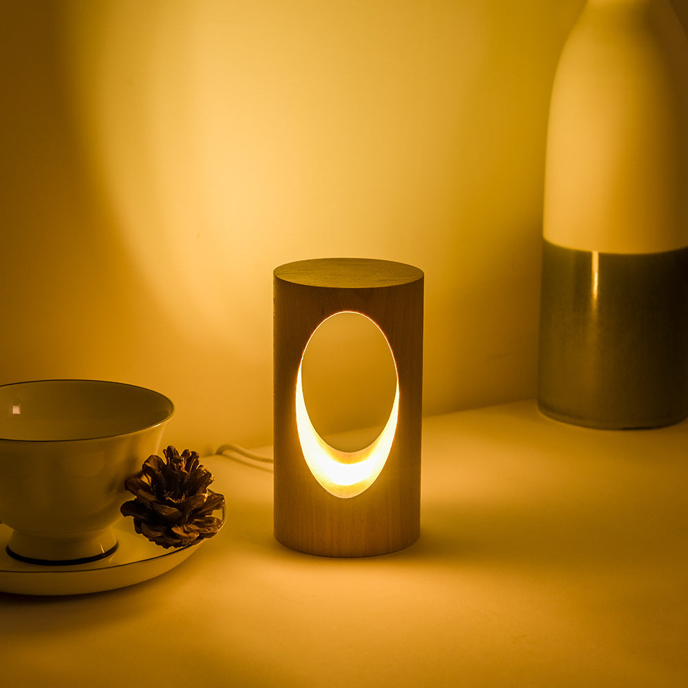 Wearclo | Japanese Solid Wood Rectangular Column LED Night Lamp USB Table Lamp