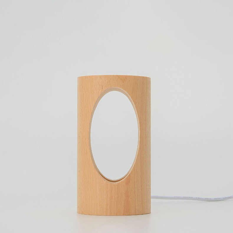 Wearclo | Japanese Solid Wood Rectangular Column LED Night Lamp USB Table Lamp