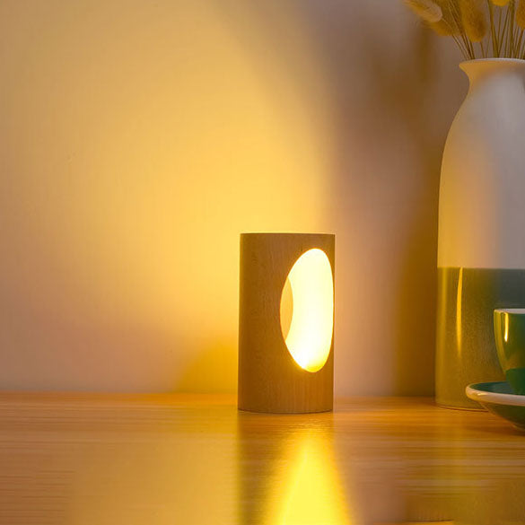 Wearclo | Japanese Solid Wood Rectangular Column LED Night Lamp USB Table Lamp