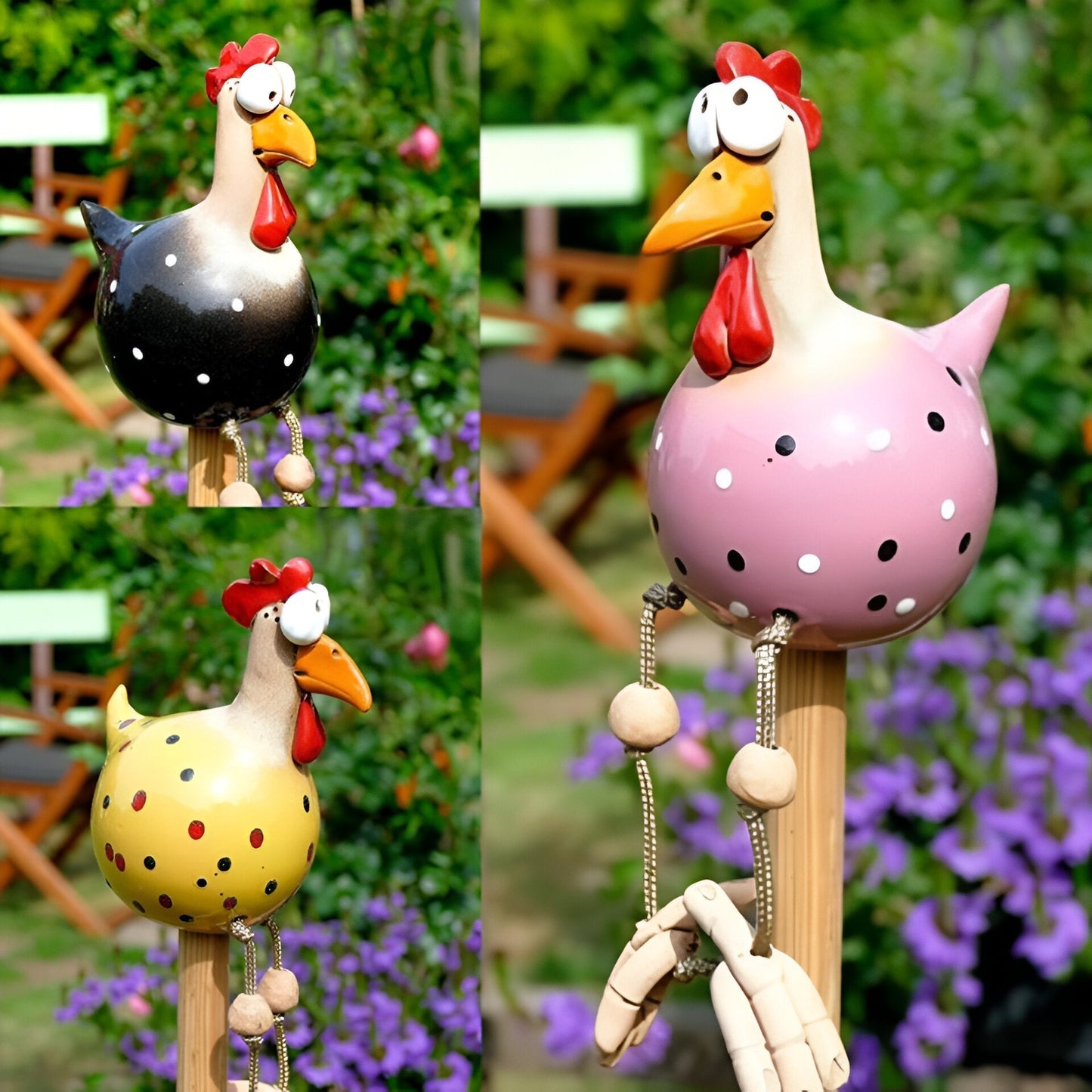 Wearclo | Large-Eyed Chicken Statue - Weatherproof Resin Craft - Rooster Garden Statue