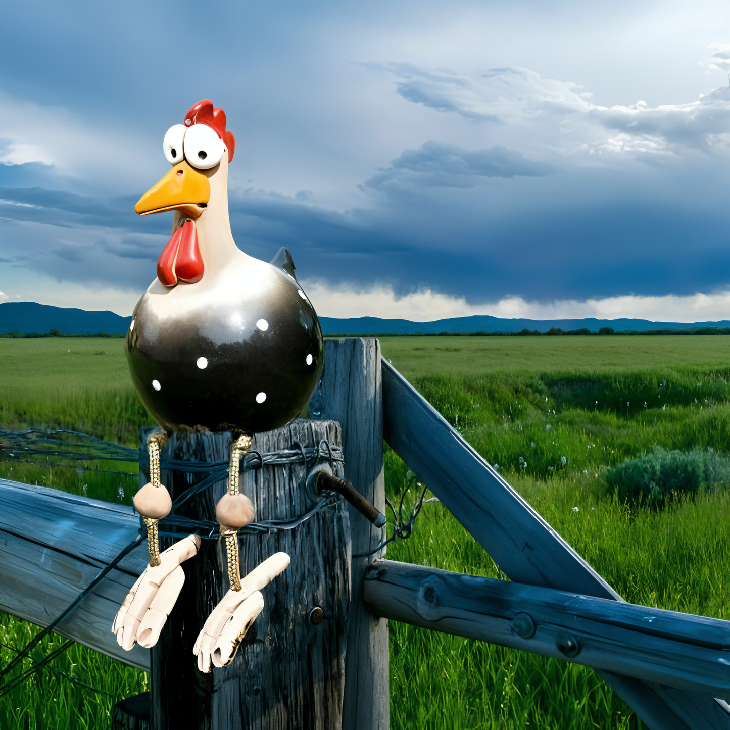 Wearclo | Large-Eyed Chicken Statue - Weatherproof Resin Craft - Rooster Garden Statue