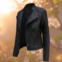 Wearclo | Edgy Faux Leather Moto Jacket
