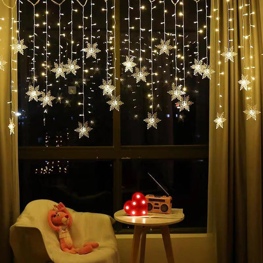 Wearclo | LED Curtain Light String with Snowflake | Indoor & Outdoor