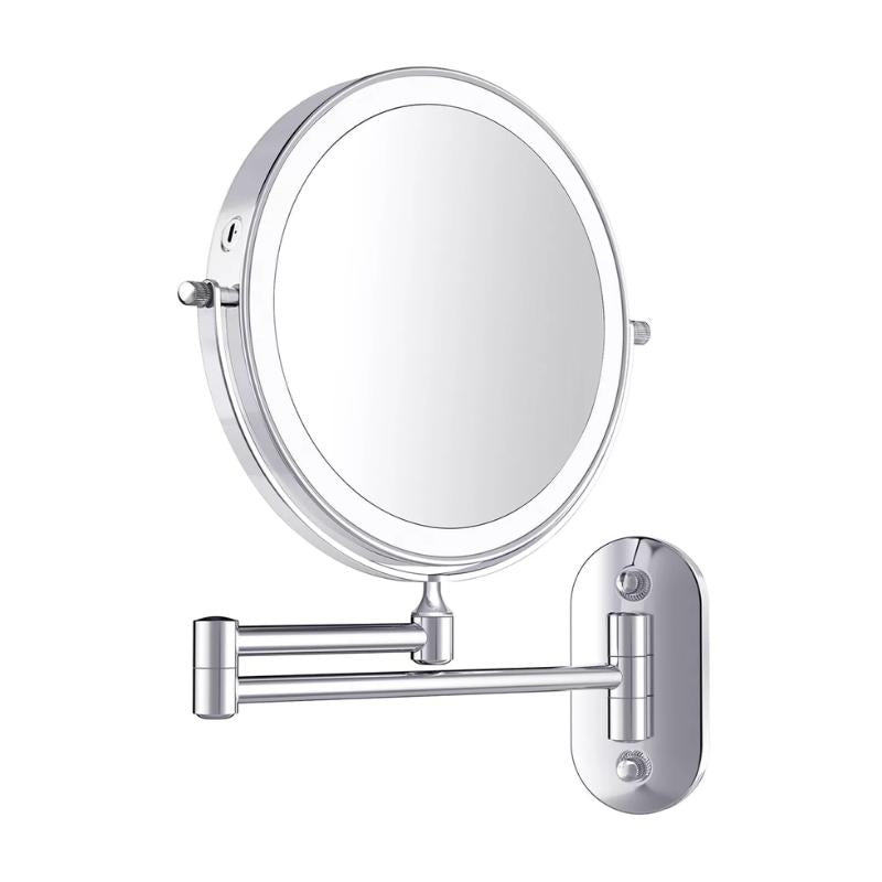 Wearclo LED Magnifying Mirror | Rechargeable | Cosmetics & Bathroom | Chrome Silver
