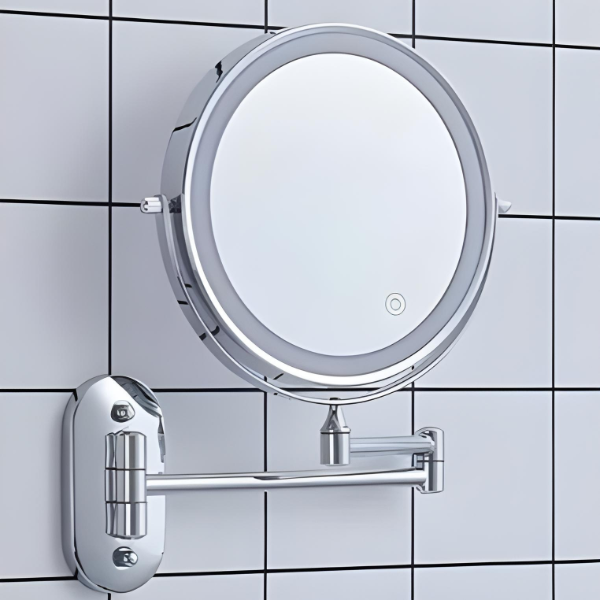 Wearclo LED Magnifying Mirror | Rechargeable | Cosmetics & Bathroom | Chrome Silver