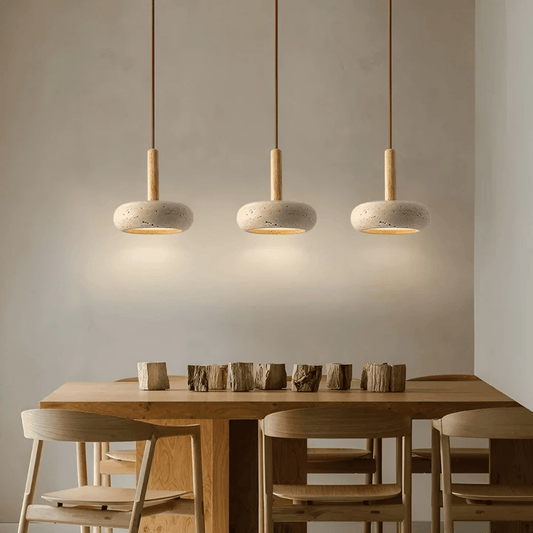 Wearclo | LED Retro Ceiling Light made of Wood & Stone for a Calming Atmosphere