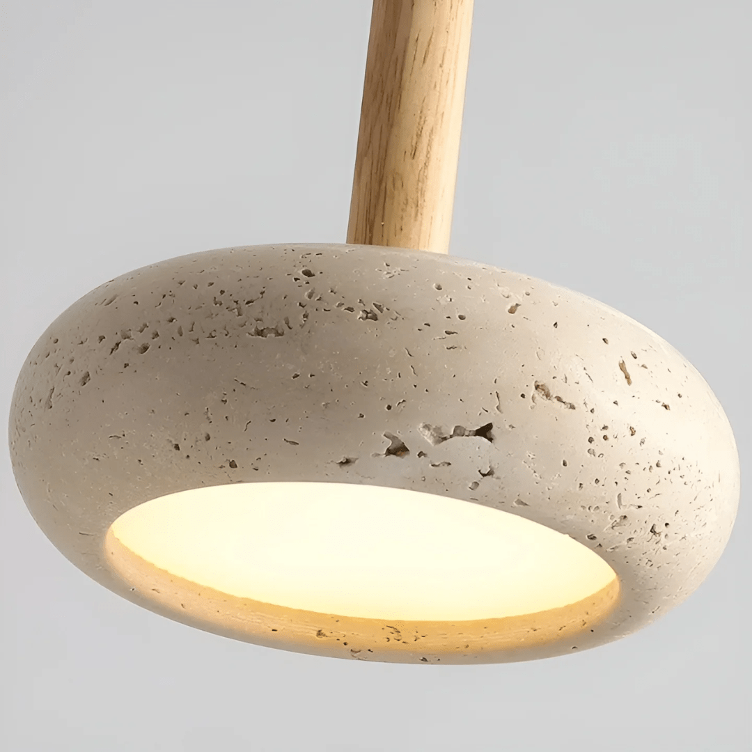 Wearclo | LED Retro Ceiling Light made of Wood & Stone for a Calming Atmosphere
