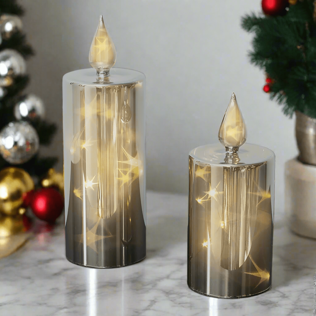 Wearclo | LED Smoky 2-piece Glass Candle Set