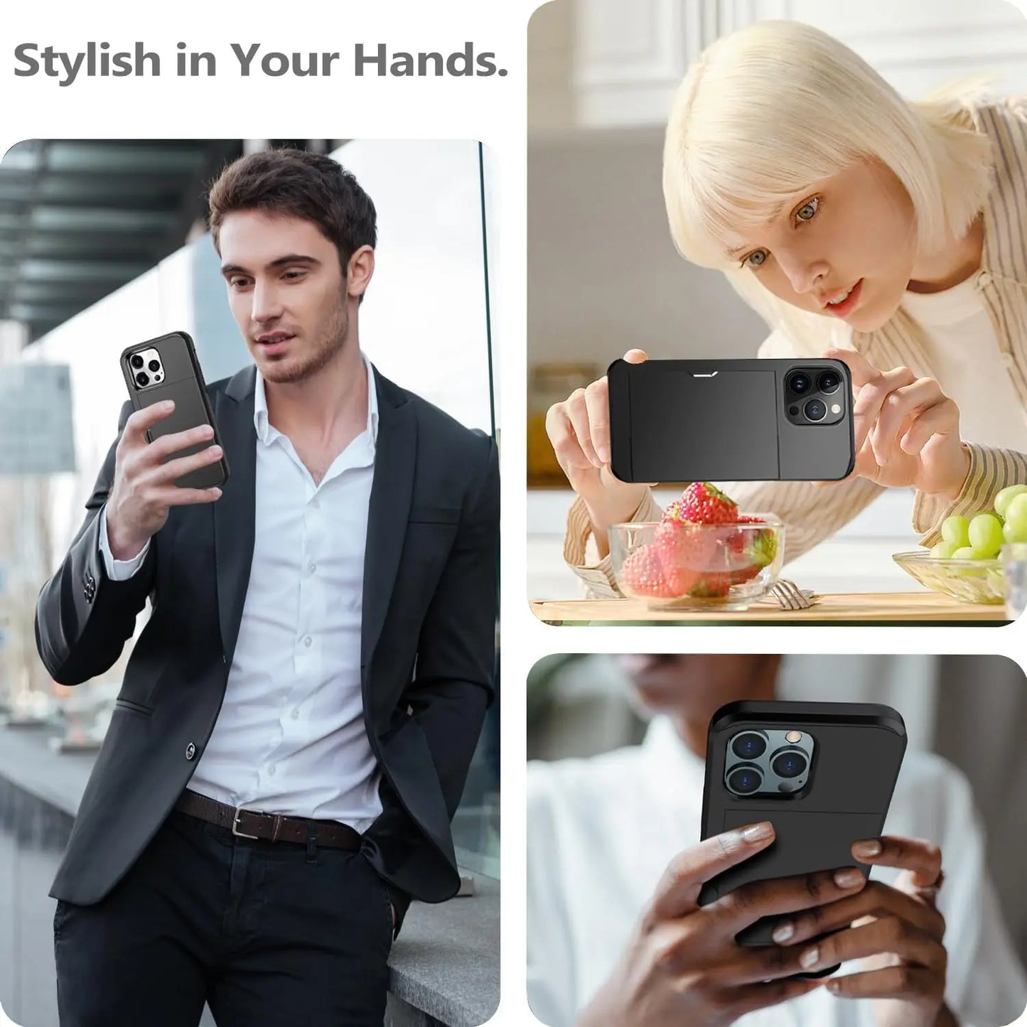 Wearclo | LuxShield iPhone Case with Card Holder | Slim Design | Card Storage | Protection & Style