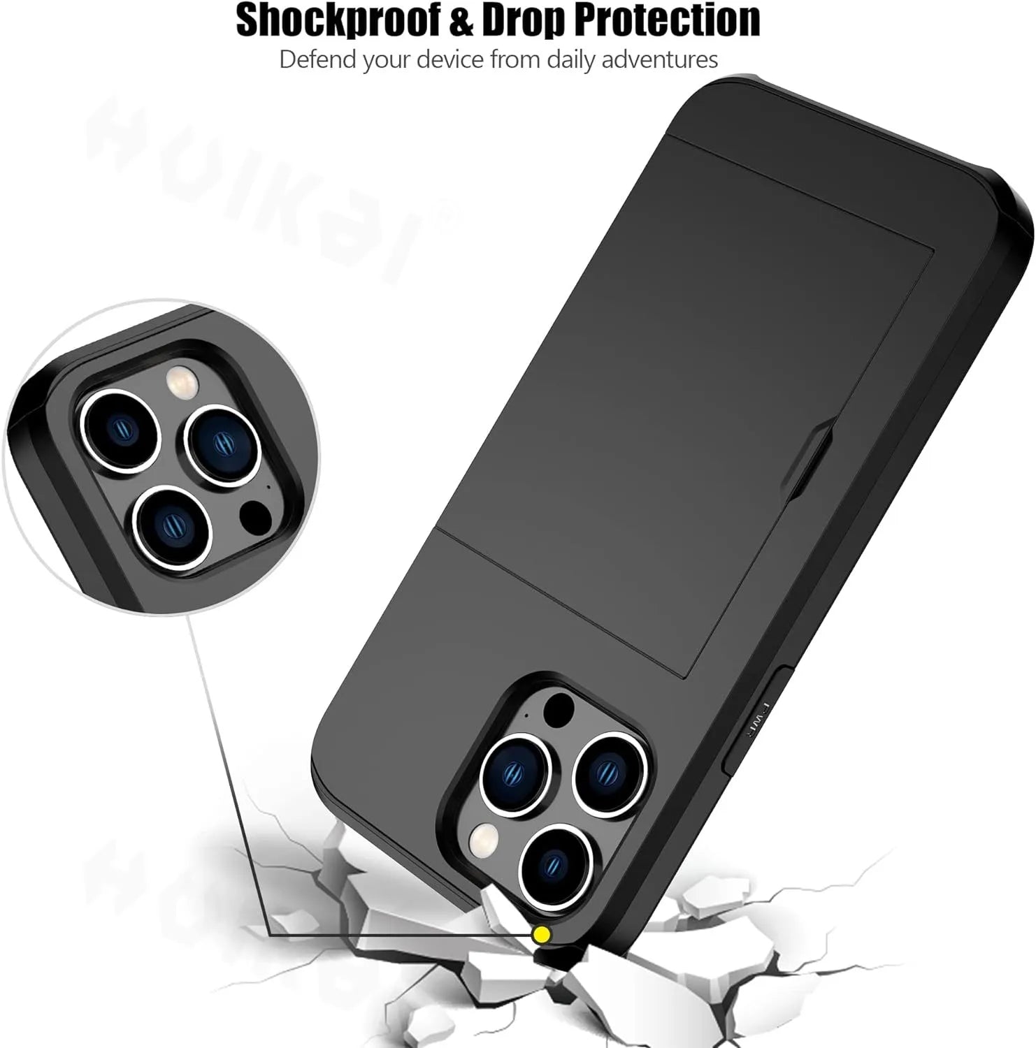 Wearclo | LuxShield iPhone Case with Card Holder | Slim Design | Card Storage | Protection & Style
