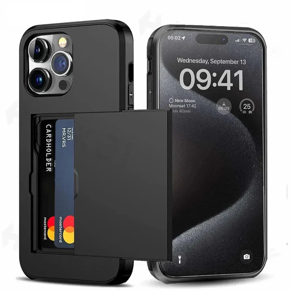 Wearclo | LuxShield iPhone Case with Card Holder | Slim Design | Card Storage | Protection & Style