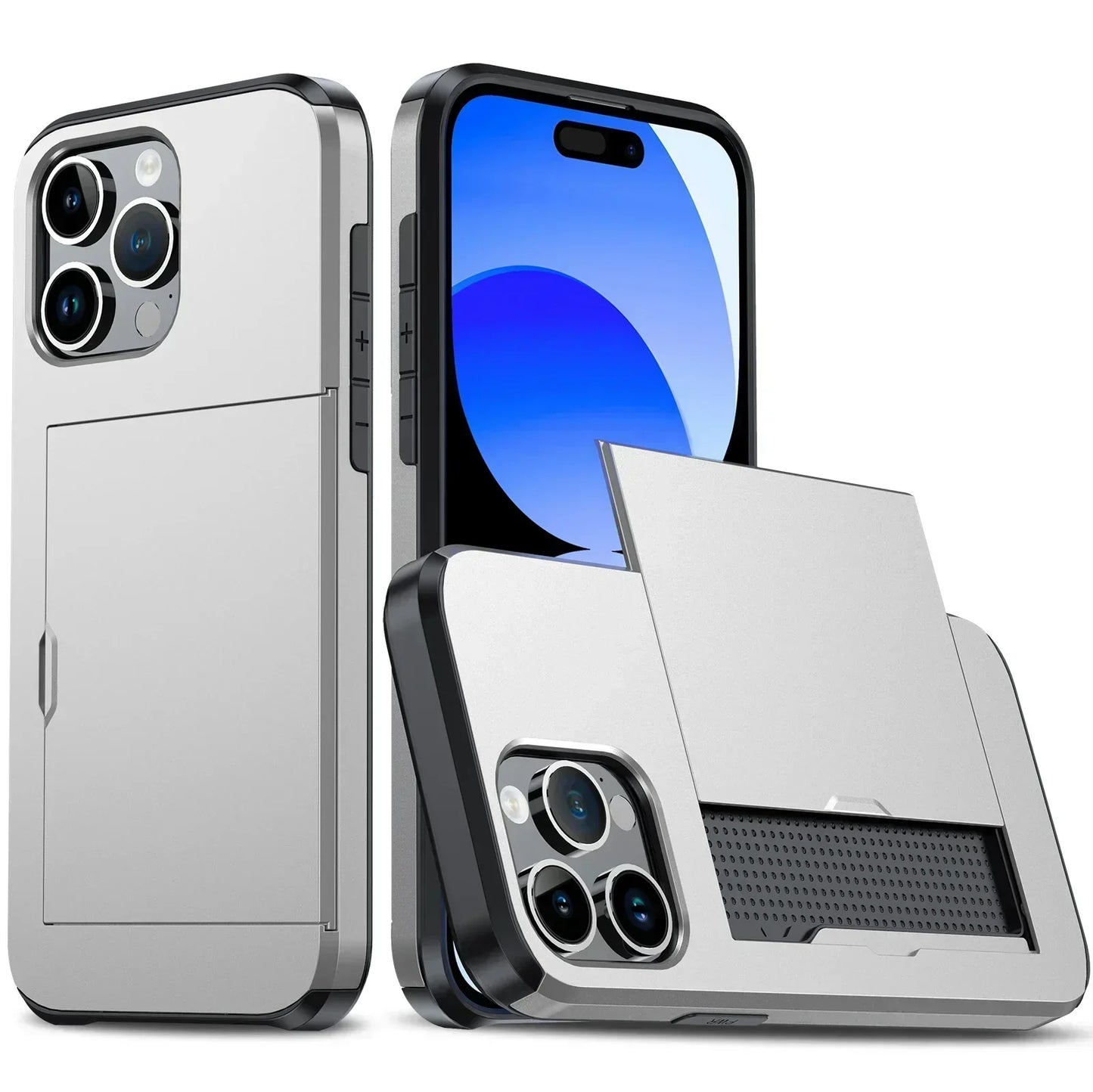 Wearclo | LuxShield iPhone Case with Card Holder | Slim Design | Card Storage | Protection & Style