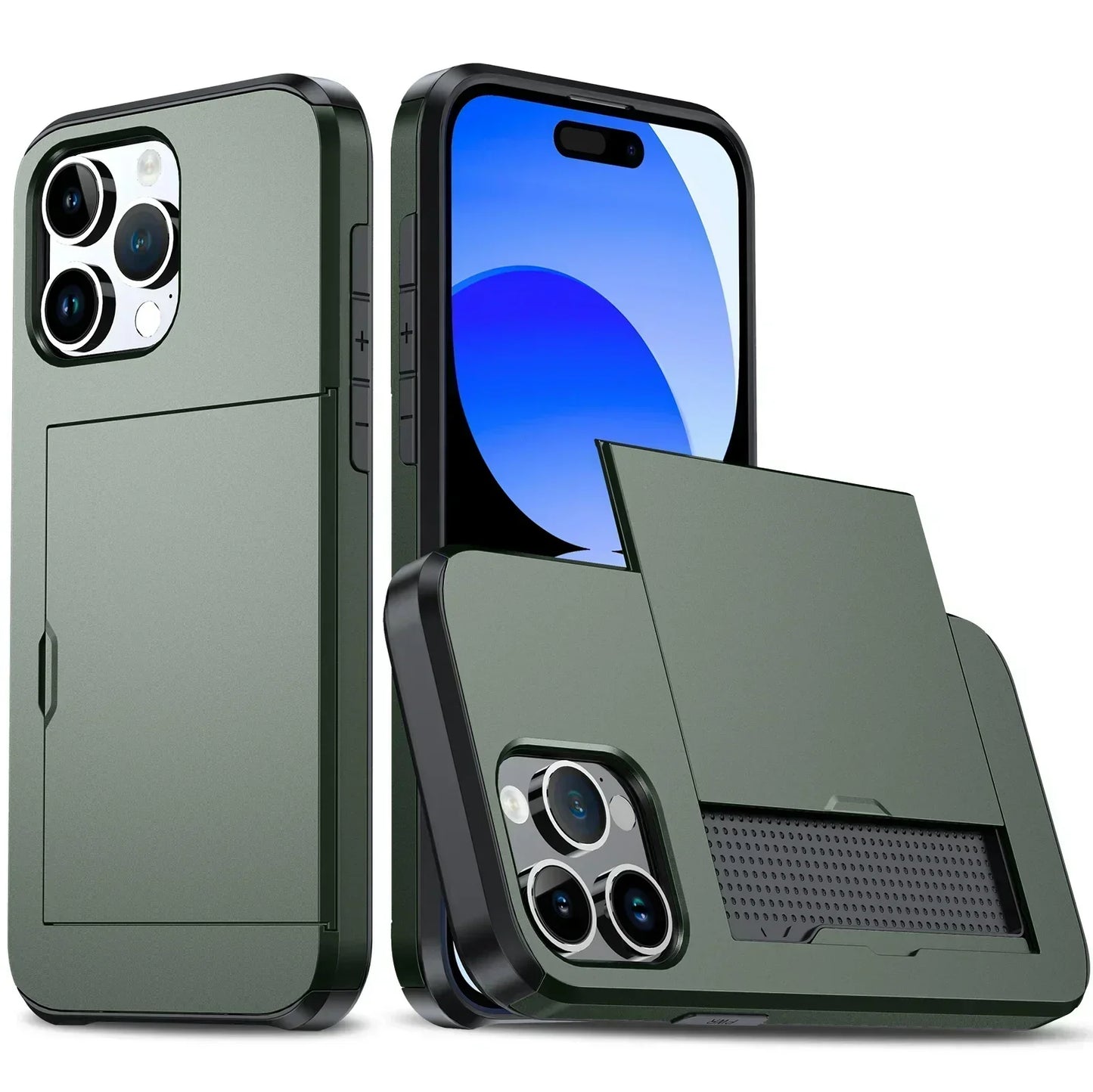 Wearclo | LuxShield iPhone Case with Card Holder | Slim Design | Card Storage | Protection & Style