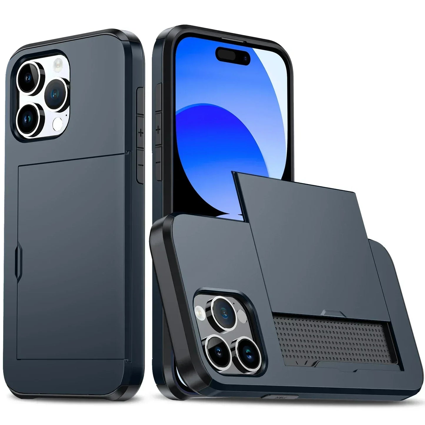 Wearclo | LuxShield iPhone Case with Card Holder | Slim Design | Card Storage | Protection & Style