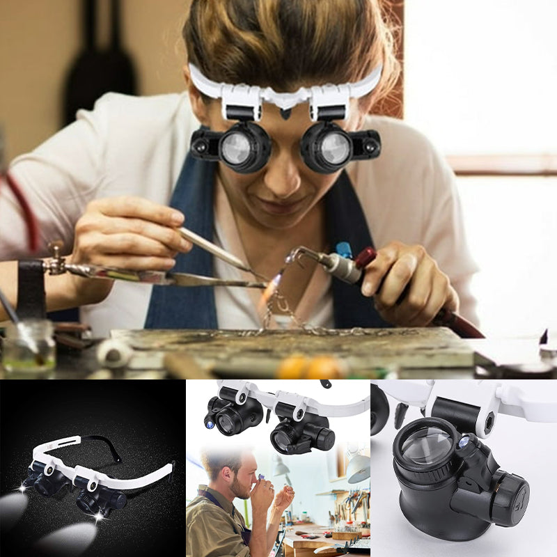 Wearclo | Magnifying glasses with LED lamps for double eyes