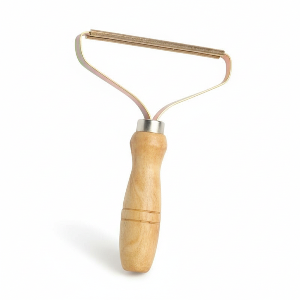 Wearclo | Manual Lint Remover | Copper Precision Head | Solid Wood Handle | Battery-Free Fabric Shaver for Cashmere, Wool & Upholstery | Pilling Extractor