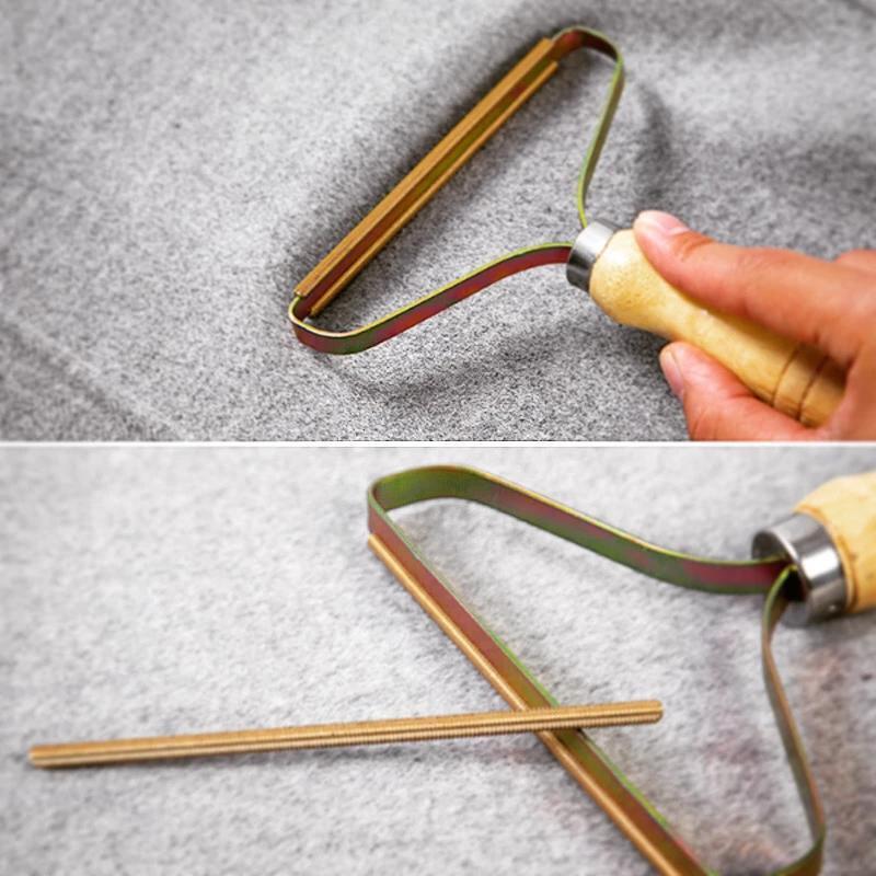 Wearclo | Manual Lint Remover | Copper Precision Head | Solid Wood Handle | Battery-Free Fabric Shaver for Cashmere, Wool & Upholstery | Pilling Extractor