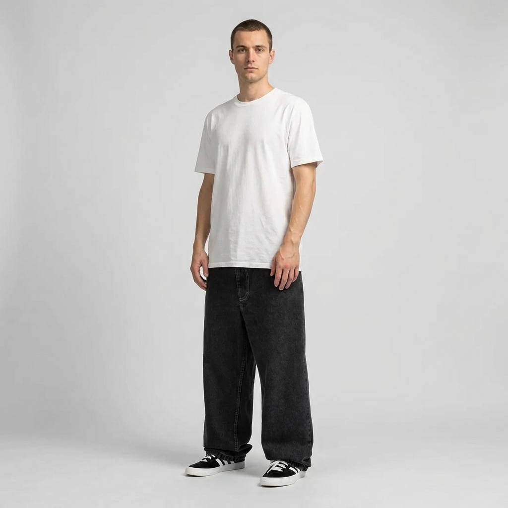 Wearclo | Men's Baggy Denim Jeans | Loose Fit Skater Style