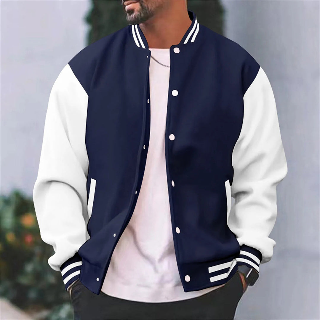 Wearclo | Men's Baseball Bomber Jacket with Contrast Sleeves