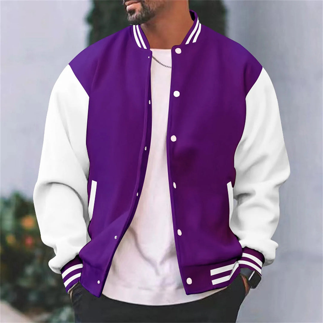 Wearclo | Men's Baseball Bomber Jacket with Contrast Sleeves