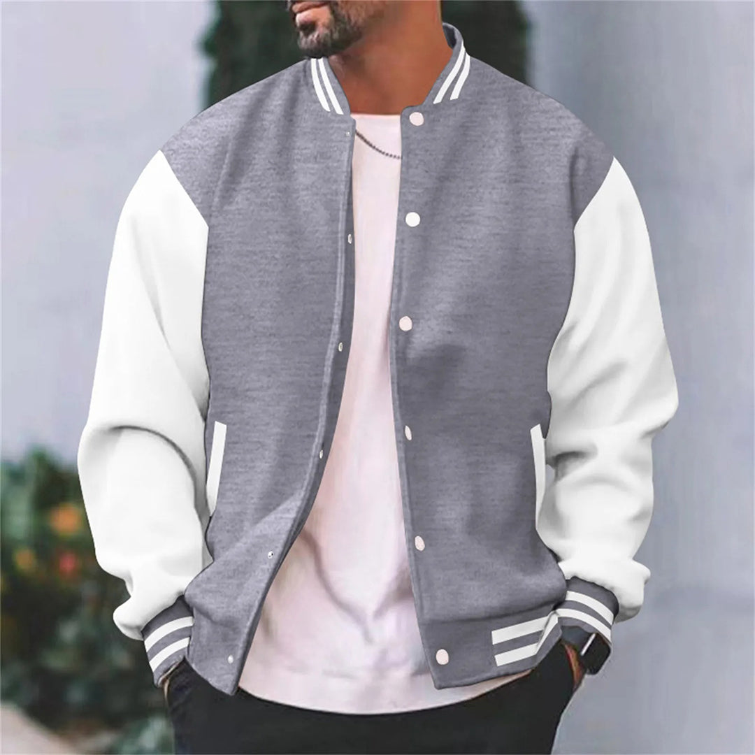 Wearclo | Men's Baseball Bomber Jacket with Contrast Sleeves