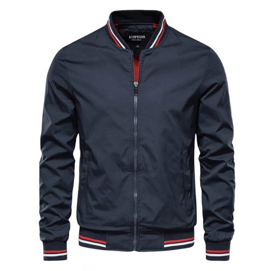 Wearclo | Men's Bomber Jacket with Striped Collar