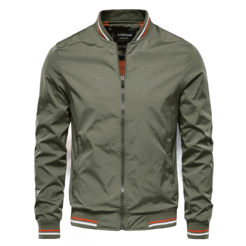 Wearclo | Men's Bomber Jacket with Striped Collar