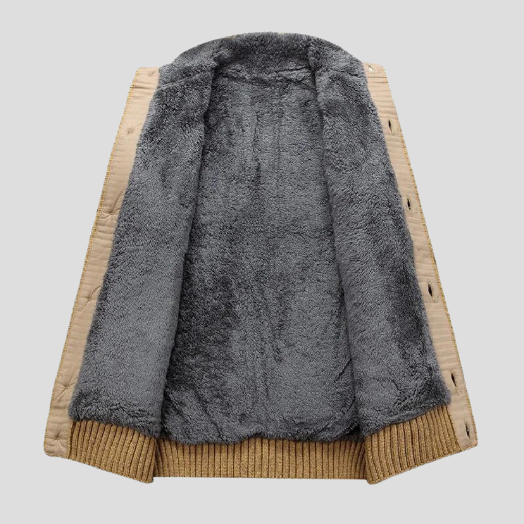 Wearclo | Men's Cable Knit Cardigan with Sherpa Lining