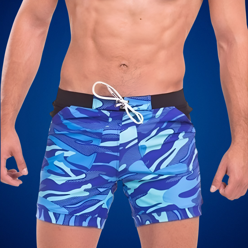 Wearclo | Men's Camouflage Swim Trunks with Drawstring