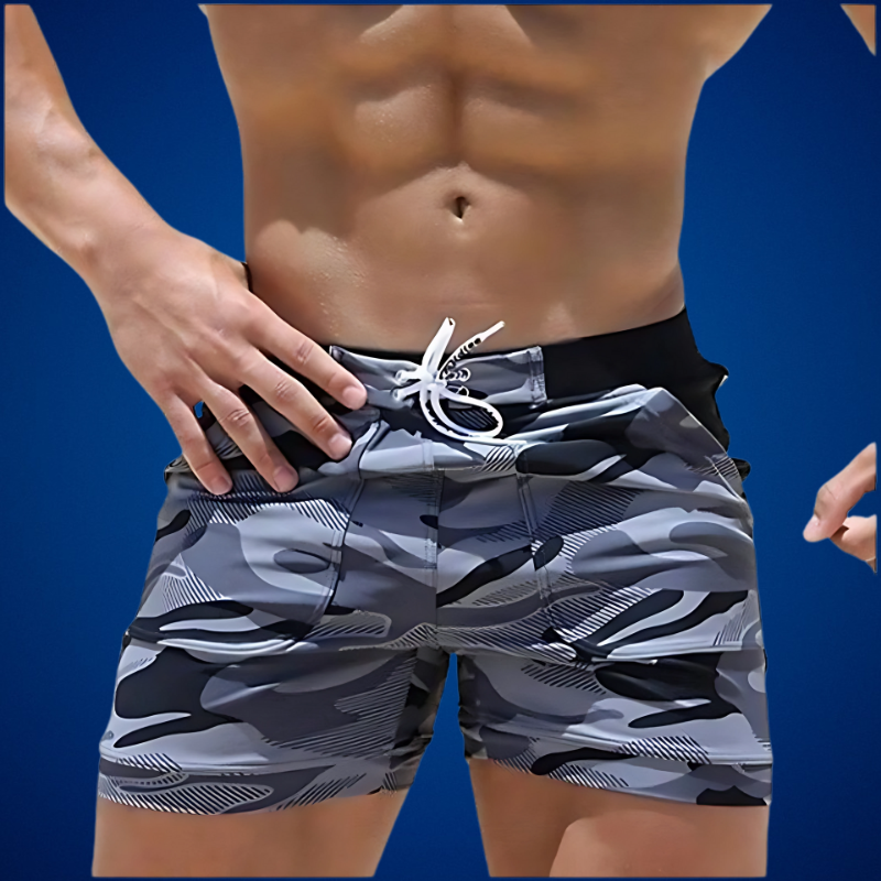 Wearclo | Men's Camouflage Swim Trunks with Drawstring