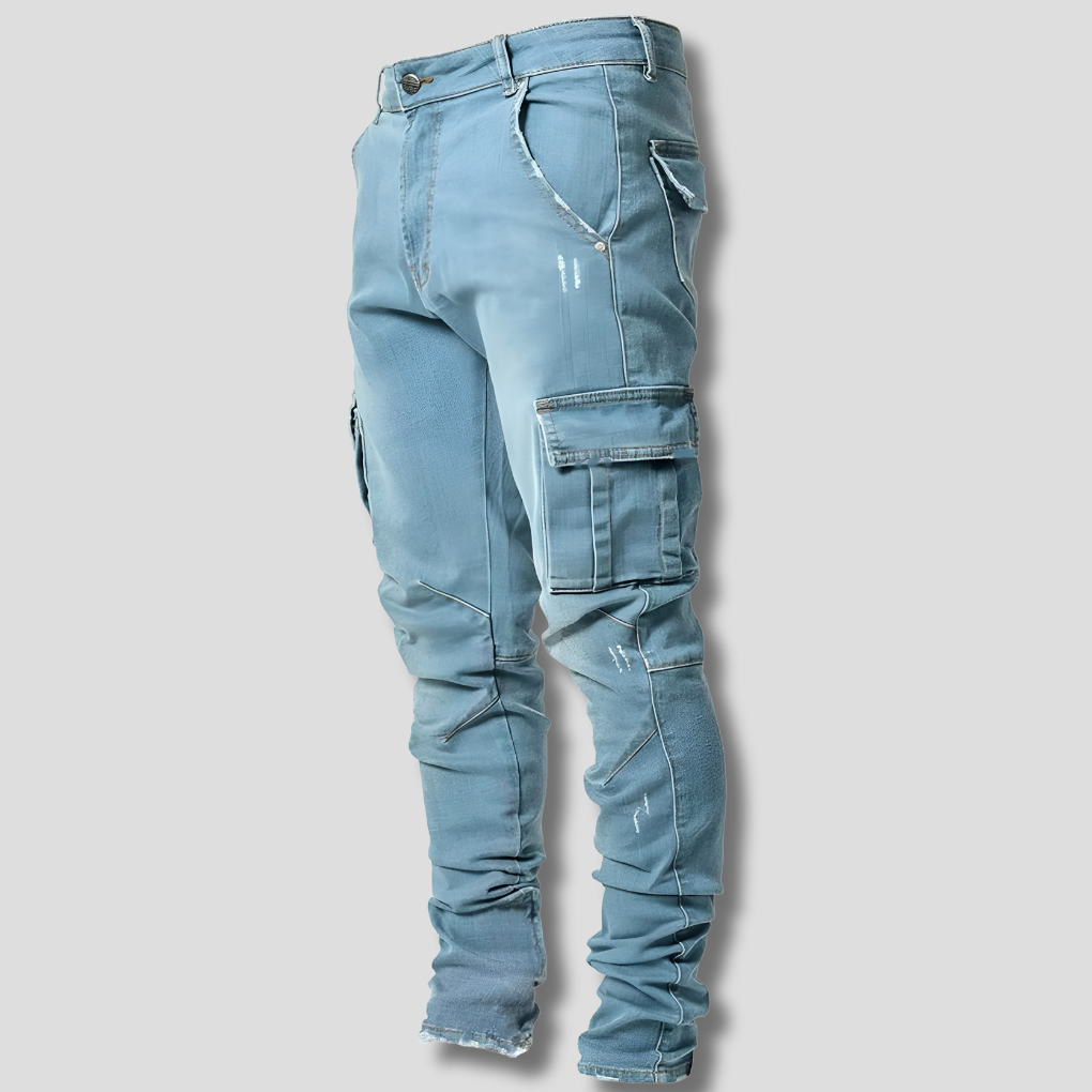 Wearclo | Men's Cargo Jeans with Stretch