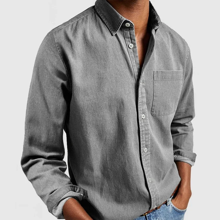 Wearclo | Men's Casual Button-Up Shirt with Pocket