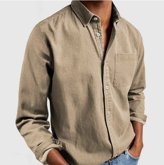 Wearclo | Men's Casual Button-Up Shirt with Pocket