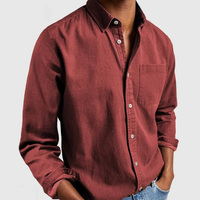 Wearclo | Men's Casual Button-Up Shirt with Pocket