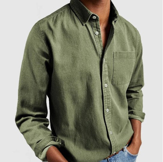 Wearclo | Men's Casual Button-Up Shirt with Pocket