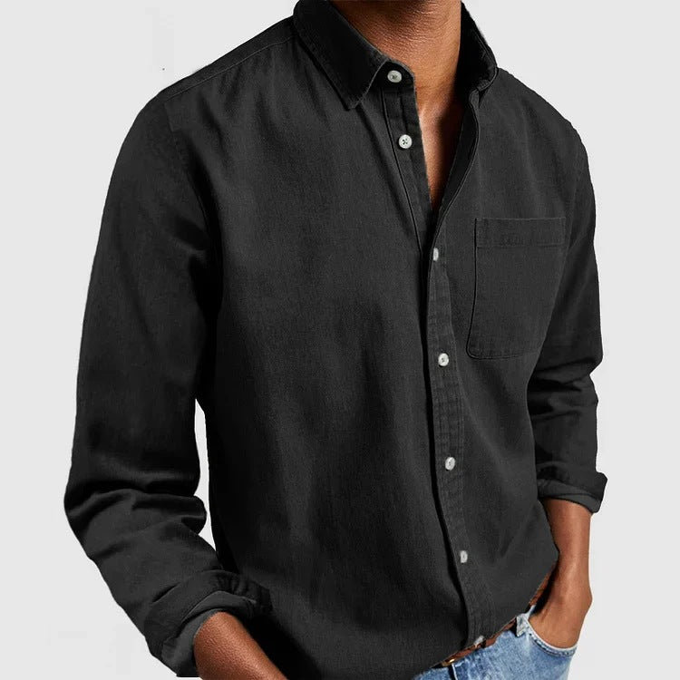 Wearclo | Men's Casual Button-Up Shirt with Pocket