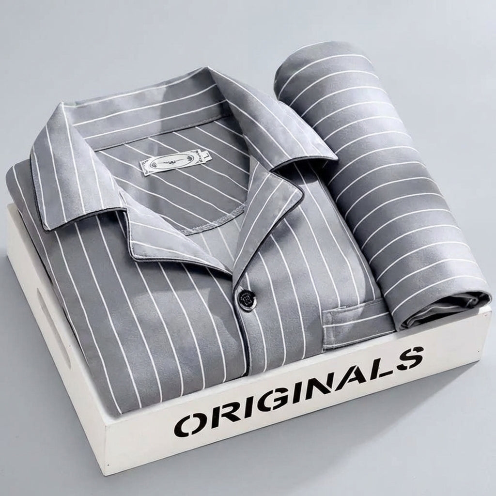 Wearclo | Men's Checked Pyjama Set with Button-Down Shirt