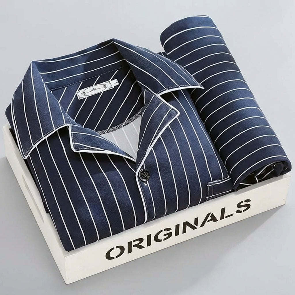 Wearclo | Men's Checked Pyjama Set with Button-Down Shirt