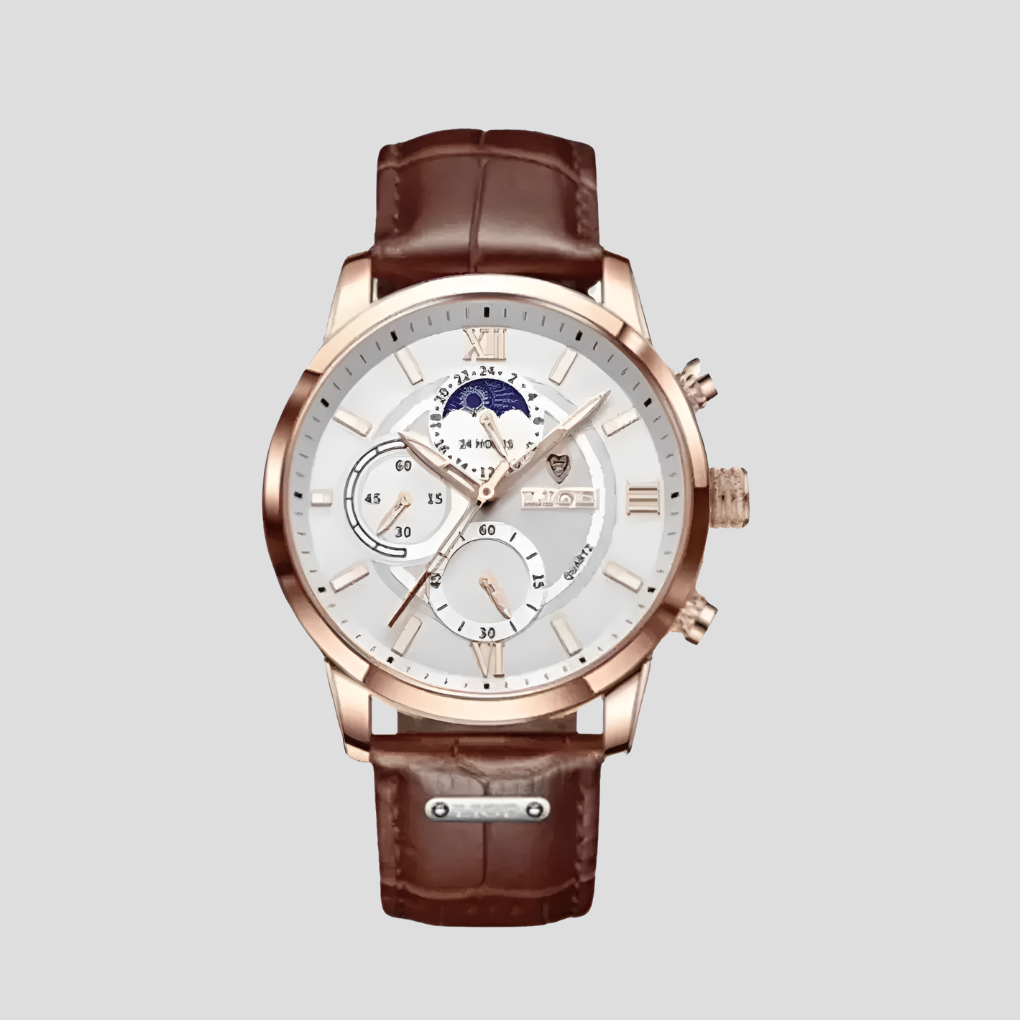Wearclo | Men's Classic Analog Watch with Moon Phase Indicator