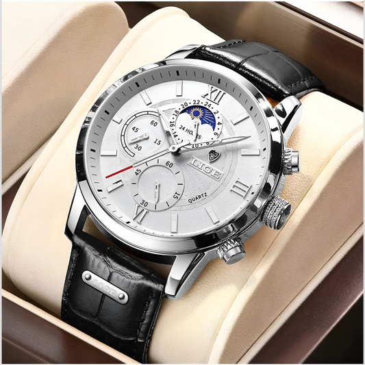 Wearclo | Men's Classic Analog Watch with Moon Phase Indicator