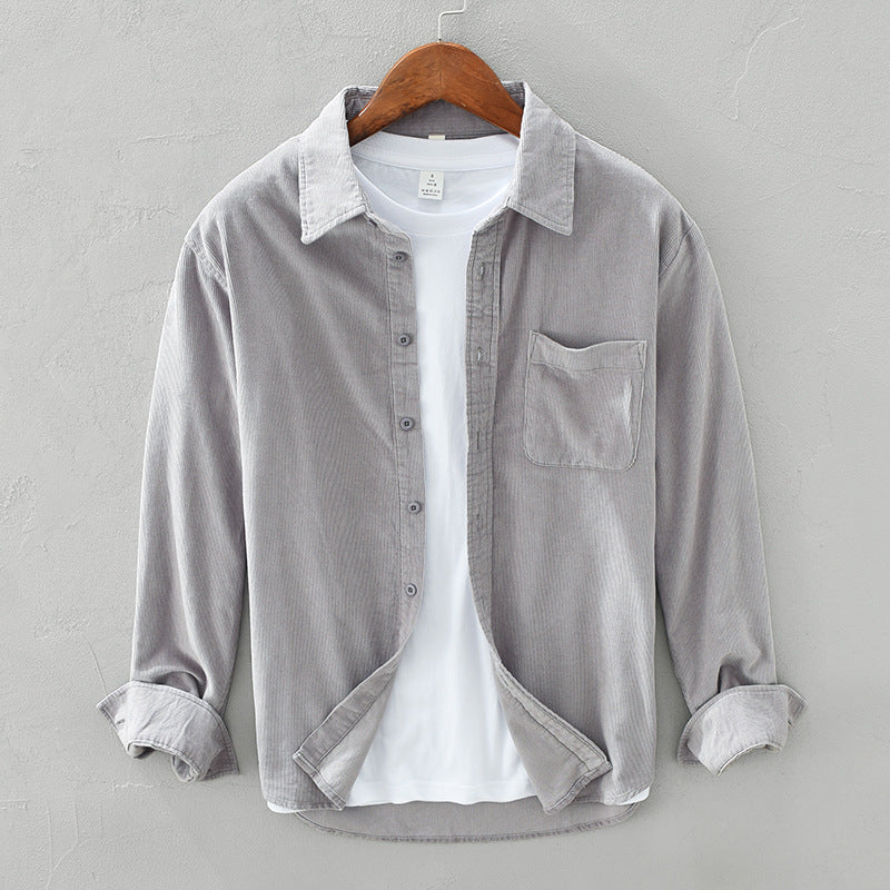Wearclo | Men's Corduroy Shirt with Chest Pocket