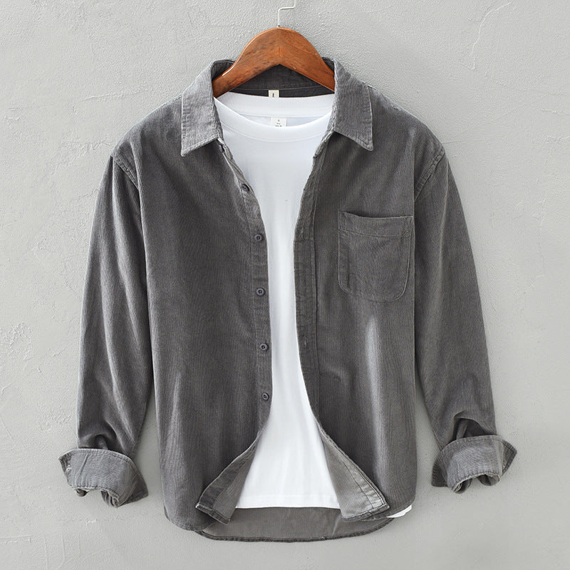 Wearclo | Men's Corduroy Shirt with Chest Pocket