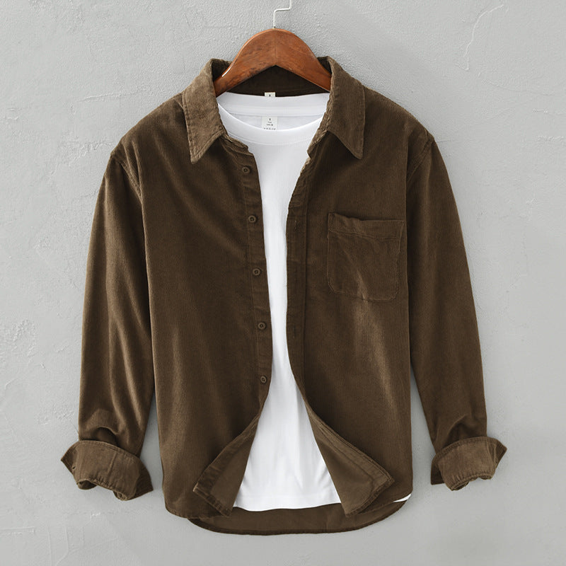Wearclo | Men's Corduroy Shirt with Chest Pocket